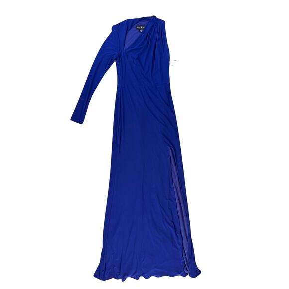 NWT Besty & Adam Dress Full Length Maxi One Shoulder Long Sleeve Blue Size 2 - Picture 3 of 13